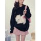 thumbnail image 2 of Suéter con estampado de gato kawaii para mujer, jersey rojo navideño con lazo y cuello redondo, suéter Y2k para mujer, top de punto estilo japonés dulce y preppy, 2 of 5