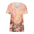 thumbnail image 4 of CNKOO Hauts pour Femmes Mode Décontractée Imprimé Col en V Manches Courtes T-shirt Imprimé Bleu L, 4 of 5