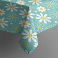 thumbnail image 3 of Turquoise Daisy Flower Yellow Centers Pattern Rectangle Tablecloth 60"x84",Waterproof Polyester Rectangle Table Cloth, Wipeable Spillproof Polyester Tablecloth for Dining, Camping, Indoor and Outdoor, 3 of 5