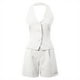 thumbnail image 5 of Conjunto de pantalones cortos con cuello en V para mujer: diseño con tirantes, informal para verano, lavable a mano, para combinar con tacones, tallas S-XXL, 5 of 6