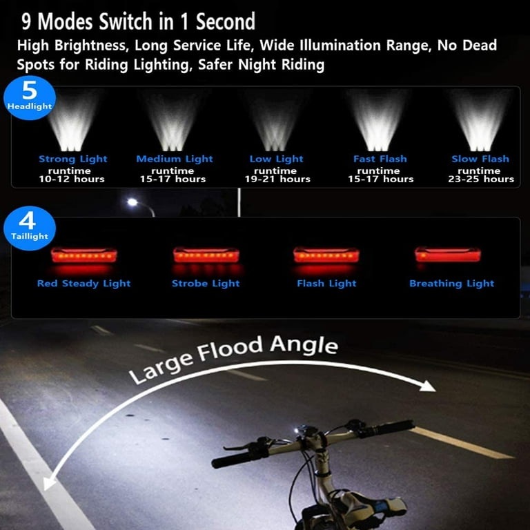 2023 Newest 7000 Lumens Super Bike Front and Back,Powerful USB Rechargeable Bicycle Headlight-9 Modes Runtime 15+ Hours,Waterproof Bike Headlight Taillight for Cycling Road Mountain - Walmart.com