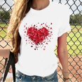 thumbnail image 1 of YLHFASHION T-Shirts de la Saint-Valentin pour Femmes 2025 Décontractés à Col Rond à Manches Courtes T-Shirts Mode à Imprimé Graphique de Cœur Hauts Tee en Liquidation Articles T-shirt à Manches Courtes pour Femmes, 1 of 5