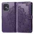 thumbnail image 2 of Dteck Wallet Embossed Case For Apple iPhone 13 Pro Max, Magnetic [Built-in Credit Card Slots] Flip Folio Floral Patterned PU Leather Stand Cover Case,purple, 2 of 8