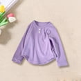thumbnail image 1 of LIJCC T-Shirt en Coton Côtelé pour Filles, Manches Longues, Col Rond, Ourlet Incurvé, Tunique Unie, Coupe Ajustée, Basique, 1 of 8
