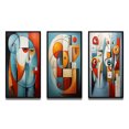 thumbnail image 2 of Designart "Geometric Portrait in Cubism II" Abstract Framed Wall Art Set Of 3 - Teal Cubism Frame Canvas Set For Living Room Decor, 2 of 6