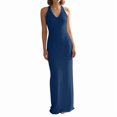 thumbnail image 3 of Womens Summer Bodycon Knit Long Dress Spring Beach V Neck Casual Sleeveless Ribbed Sweater Dresses Royal Blue M, 3 of 9