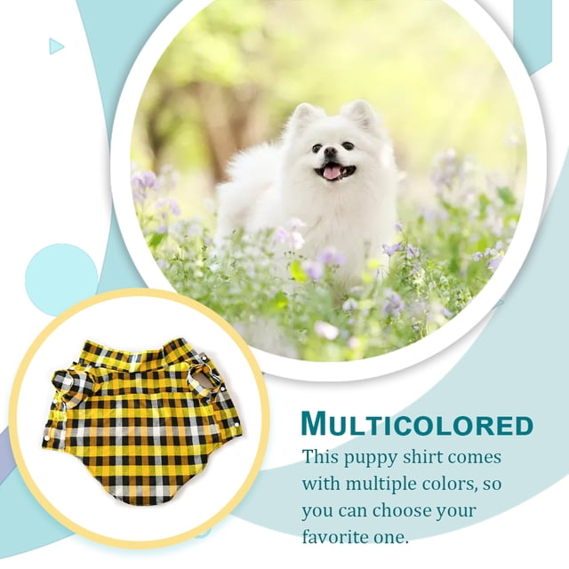Chemise pour Chien Souple Différentes Tailles en Coton premium Vêtements pour Chiots Multicolores Respirants Sans Boucles Style Simple Vêtements pour Animaux Jaune à Carreaux m