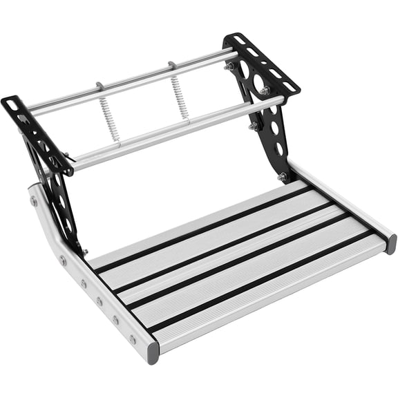 Single Ladder Step Camper Steps Manual RV Metal Solid Step Replacement with LED Light Folding Manual Drop Down Stair