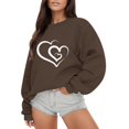 thumbnail image 1 of Gibobby Sudadera Mujer Moda Sudadera con capucha de manga larga con cuello redondo y estampado de amor para el día de San Valentín al libre para mujer 3 (Marrón, XXL), 1 of 4