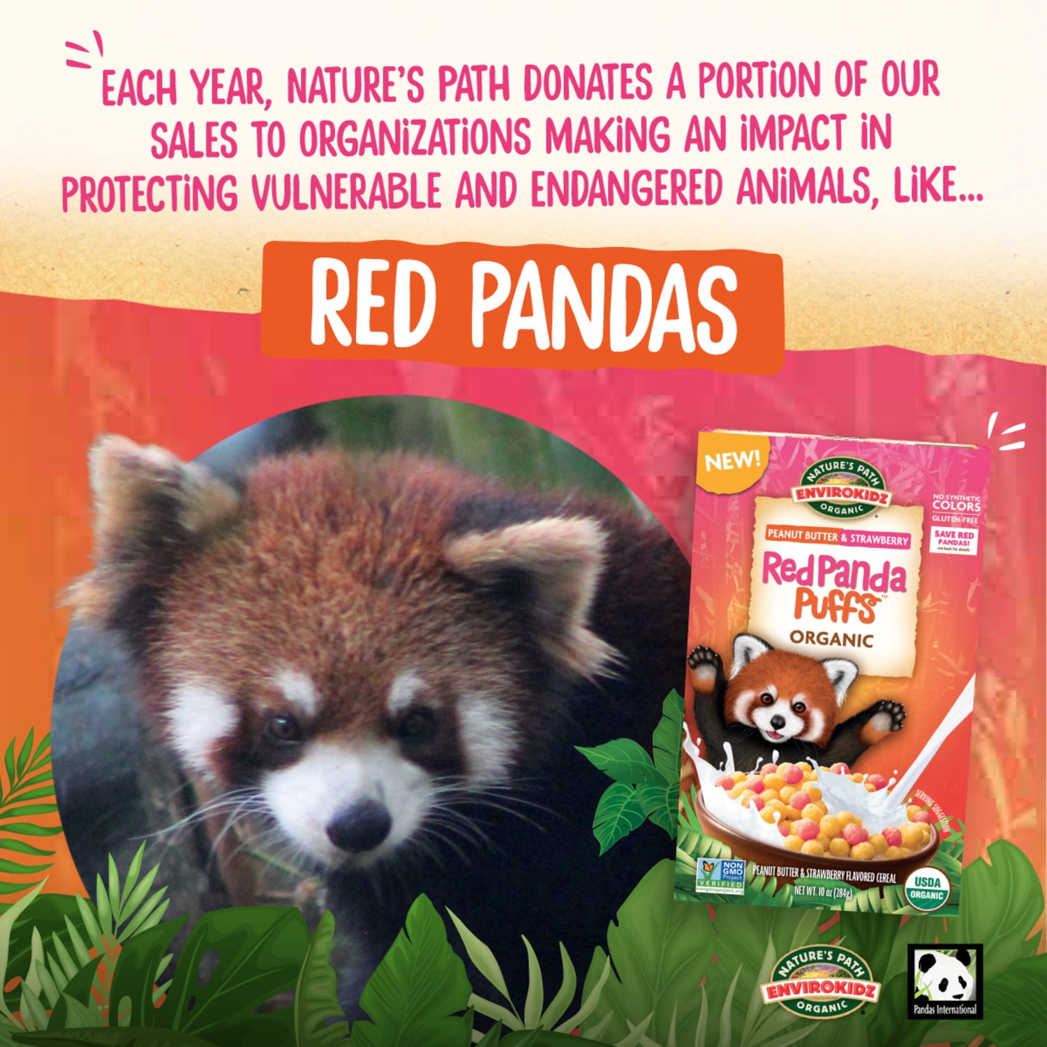 EnviroKidz Organic Red Panda Puffs Breakfast Cereal, 10oz Box (pack of 12)