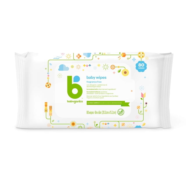 Toallitas para bebés Babyganics sin fragancia, 80 unidades