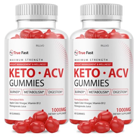(2 Pack) True Fast Keto Gummies - True Fast Keto ACV Gummy’s - Supplement for Weight Loss - Energy & Focus Boosting Dietary Supplements for Weight Management & Metabolism - 120 Gummies
