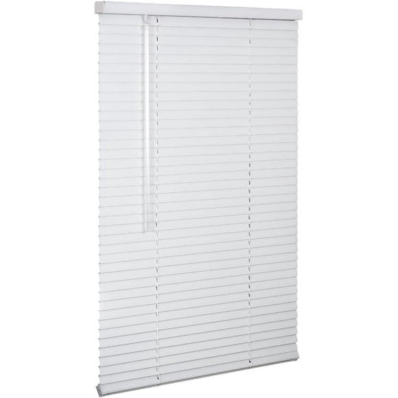 LOTUS & WINDOWARE Cordless 1" Aluminum Mini Blind, 59" Wide x 108" Long, White, Smooth, Room Darkening, Horizontal Blinds for Living Room, Bedroom, Interior Door Windows
