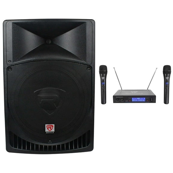 Rockville RPG15 15" Powered Active 1000w PA Speaker w/Dual Wireless Mics