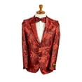thumbnail image 1 of Mens 2 Button Red Floral Paisley Prom & Wedding Blazer By Alberto Nardoni Brand Designer, 1 of 3