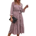 thumbnail image 1 of Tiered Ruffle Maxi Dress,Women's V-Neck Long Sleeve Flowy Maxi Dress with Tunic Waist Raised Design, 1 of 6