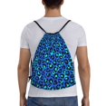 thumbnail image 2 of Drawstring Backpack - Light Blue Leopard Print Splash Proof Small Drawstring Gym Bag for Women Men, Cinch Sports String Bag Backpack for Travel Swimming Beach, 2 of 8