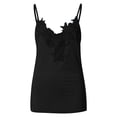 thumbnail image 4 of Long Lace Cami Top for Women V Neck Sleeveless Camisoles for Under Clothes Stylish Cute Spaghetti Strap Fitted Tunic Tank Tops Dressy Blouses Club Party Shirt Patchwork Laced Cami Y2K Tops Black, 4 of 7