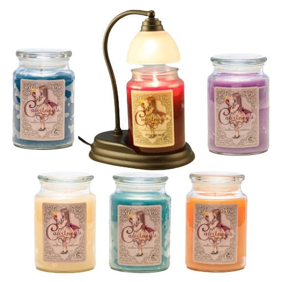 Courtney's 26oz Scented Jar Candle Gift Pack - 6 Candles & FREE CANDLE WARMER - Perfume Scents