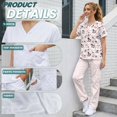 thumbnail image 5 of Yspwyqan Pink Ghost Scrubs for Women Set, 2 Piece V-Neck Short Sleeve Scrub Top & Cargo Pants, Stretchy Breathable Holiday Uniforms with 6 Pockets for Nurse Vet Dental, Size S, 5 of 7