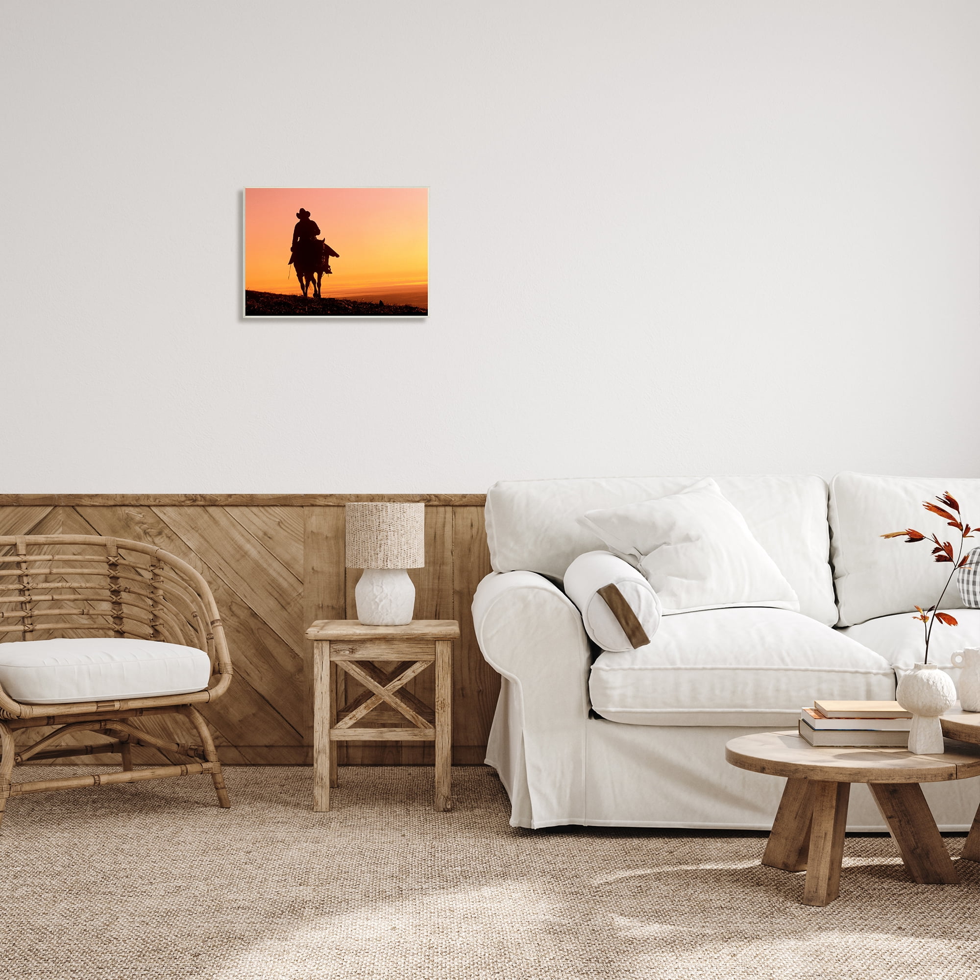 Stupell Indtries Woman Riding Horse Silhouette Southwestern Sunset Landscape,19 x 13,Design by J.C. Leacock