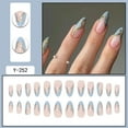 thumbnail image 4 of Fofosbeauty 24pcs Press on False Nails Tips, Almond Fake Acrylic Nails, Golden Lines FoggyBlue, 4 of 8