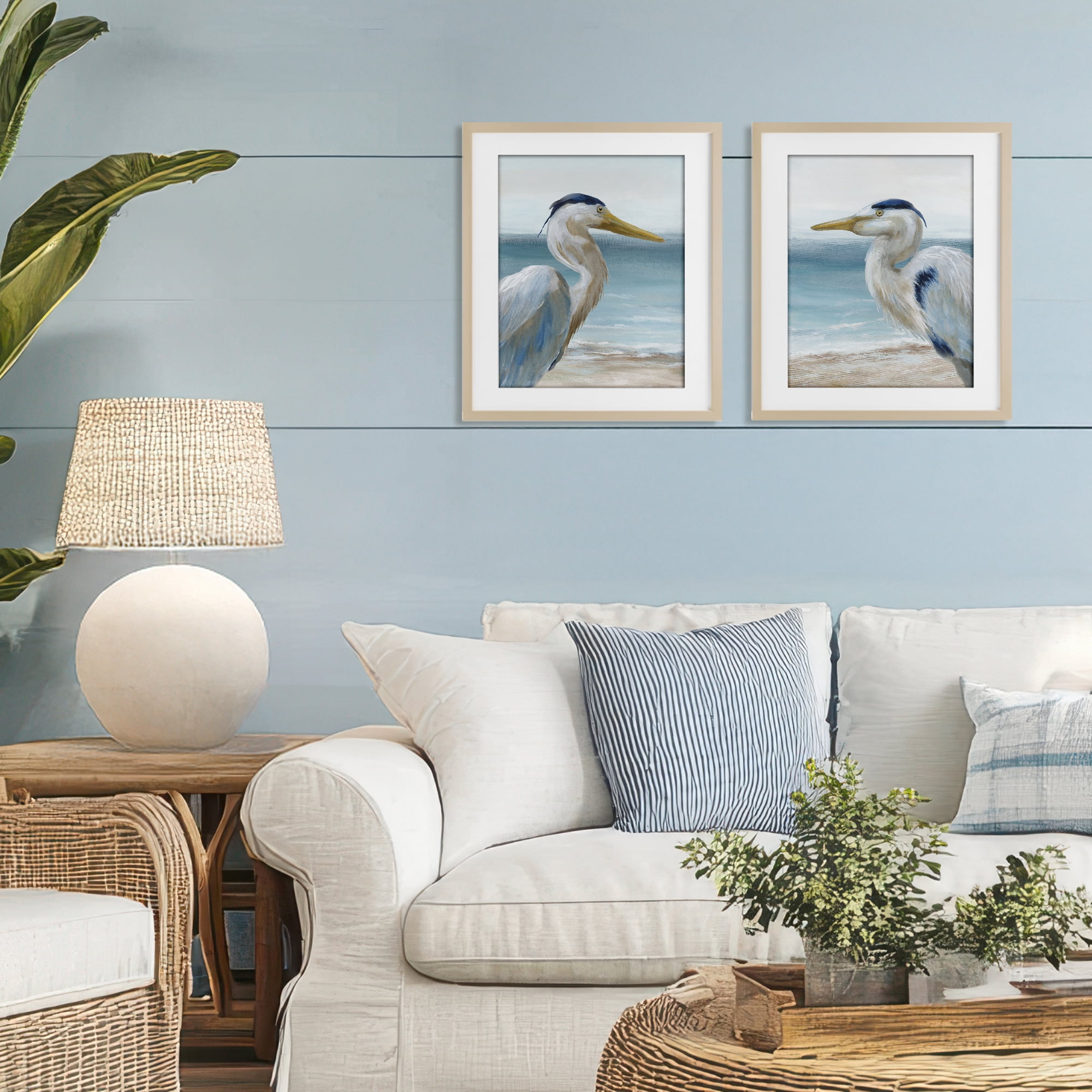 Stupell Industries Tranquil Gaze Herons 2 Piece Birch Framed Print Under Glass Set, design by Nan