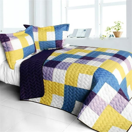Purple Feelings - 3 Pieces Vermicelli - Quilted Patchwork Quilt Set ...