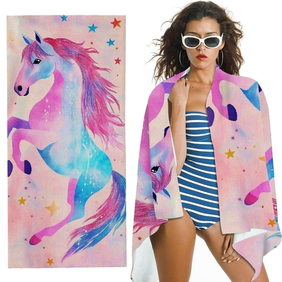 BANET Unicorn Beach Towel for Girls, Personalized Beach Towels for Kids Microfiber Beach Towels , Cute Beach Towel, Quick Dry Beach Towel for Pool, Extra Large Beach Towels Clearance, 30x60in