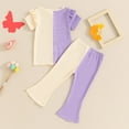 thumbnail image 5 of Korean Version Of Children's Clothing New Casual Strip Short Sleeved Small Girls Butterfly Color T Shirt Flared Trousers Two Set, 5 of 5