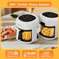 thumbnail image 4 of Bluebow 5 Quart Air Fryer with 360° Viewing Glass Pot, 8-in-1 Digital Touchscreen, Nonstick & Dishwasher Safe Basket, Less Oil, 1350W (White), 4 of 9