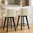 thumbnail image 2 of TEWLOSS Counter Height Bar Stools Set of 2, 27.5in Swivel PU Leather Bar Chairs with Curved Back for Kitchen Island, Beige, 2 of 7