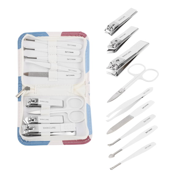 Unique Bargains 9pcs Animal Prints Nail Clipper Kit White Silver Tone