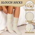 thumbnail image 2 of Women's Slouch Socks Long Boot Scrunch Sock Soft Cotton Knit Cozy Socks 3 Pairs, 2 of 4