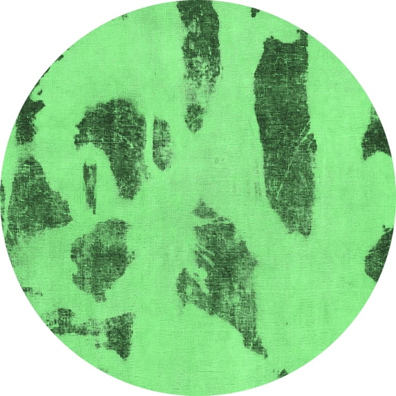 Ahgly Company Indoor Round Abstract Emerald Green Modern Area Rugs, 7' Round