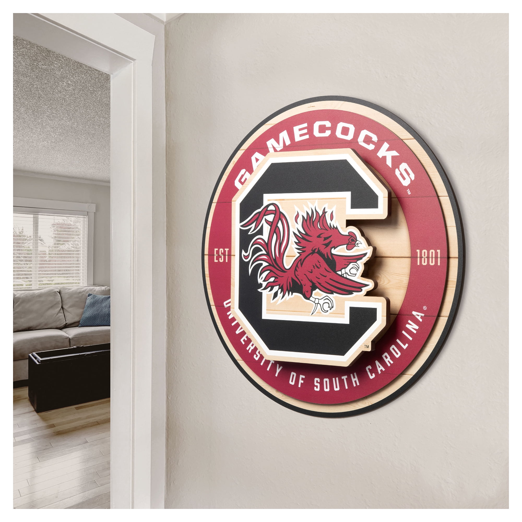 IDNA South Carolina Gamecocks 15" x 15" 3DX Logo Circle Backer Wall Art