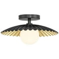 thumbnail image 6 of Franklin Iron Works Rosa 11 1/2" Mid Century Modern Semi Flush-Mount Ceiling Light Fixture Kitchen LED Matte Black and Gold Finish, 6 of 9