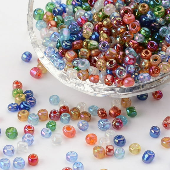 1pound Round Glass Seed Beads Transparent Colours Rainbow Round Mixed color 4mm Multi-color