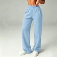 thumbnail image 2 of Womens Casual Sweatpants, Mid Rise Elastic Waist Straight Leg Pants with Pockets, Lounge Athletic Running Fitness Sports Wear | VerBelle,Light Blue S, 2 of 9