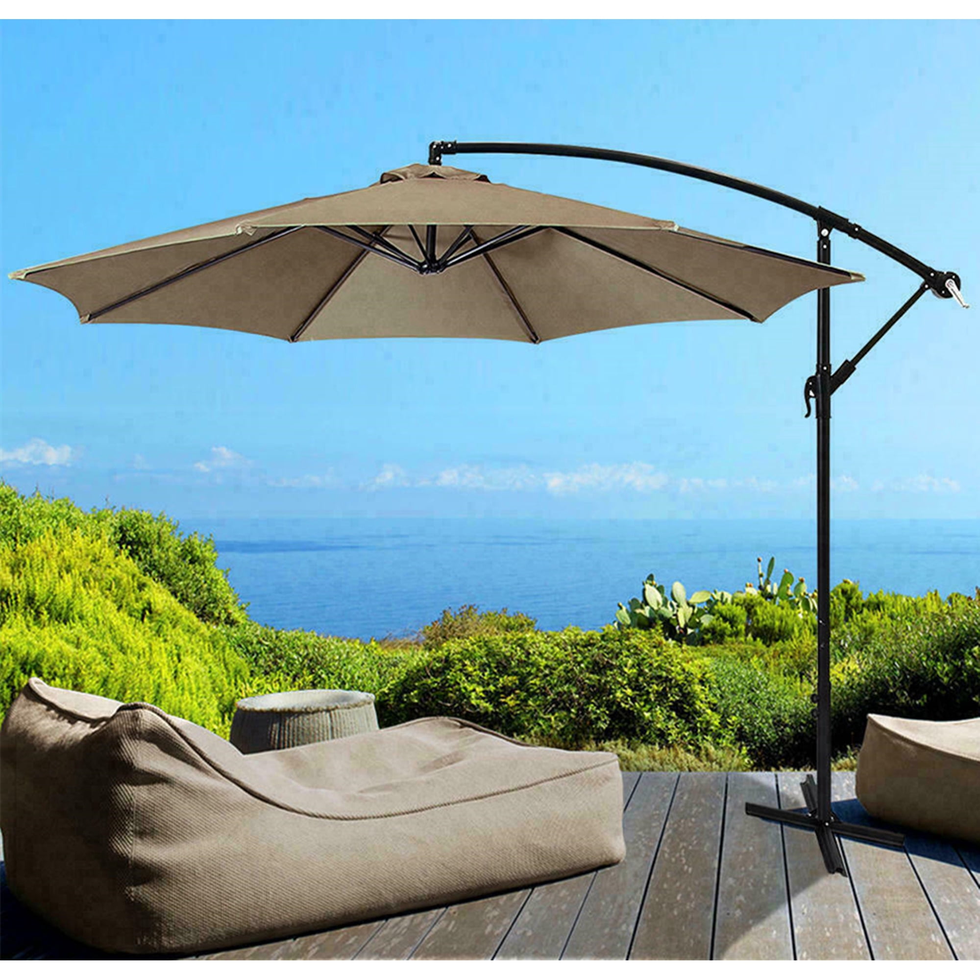 10ft patio umbrella Aoodor 10 ft. Steel Market Patio Umbrella with Crank and Tilt in Color Light Blue