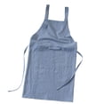 thumbnail image 3 of Delantal de lino, delantal de doble hombro, delantal de cocina, delantal de cocina, cocina casera, con bolsillo para pintar, cafetería, barbacoa, horn Azul, 3 of 9