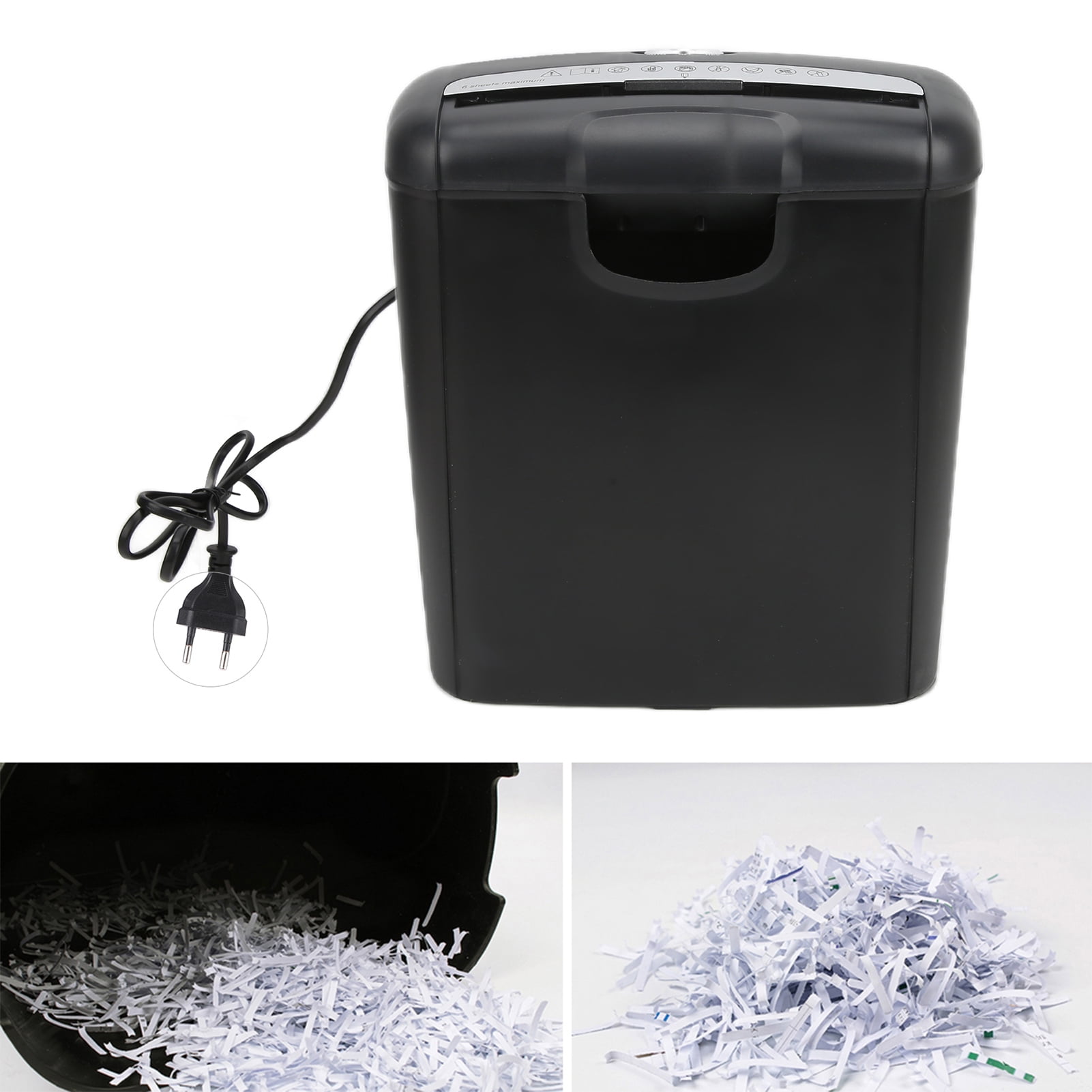 Nieyigj Electric Paper Shredder for Home Office Use, 6-Sheet Capacity Straight-Cut File Crusher with 10L / 2.64 Gallons Wastebasket, Overheat Protection, Mute Operation, EU Plug 220V Edition