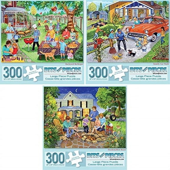 Bits and Pieces Value Set of Three Jigsaw Puzzles Measures (18" x 24"), 300 Piece Classic