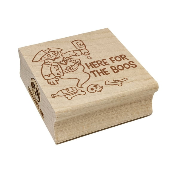 Here for the Boos Booze Pirate Ghost Halloween Square Rubber Stamp Stamping Scrapbooking Crafting - Small 1.25in