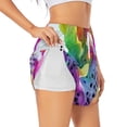 thumbnail image 3 of Lsque Colorful Glitter Dagon Fruit Printed Women's Running Shorts with Liner Pockets,Elastic Quick Dry Workout Athletic Gym Yoga Shorts,Womens High Waist Shorts-Medium, 3 of 9