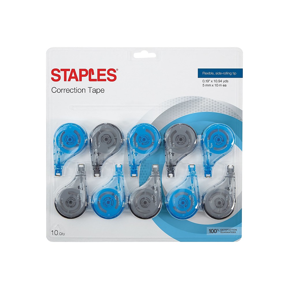 Staples OOPS! Sidewinder Correction Tape White 10/Pk 39672 Walmart