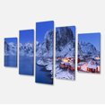 thumbnail image 2 of Fishermen Cabins in Winter - Modern Seashore Canvas Wall Art, 2 of 3