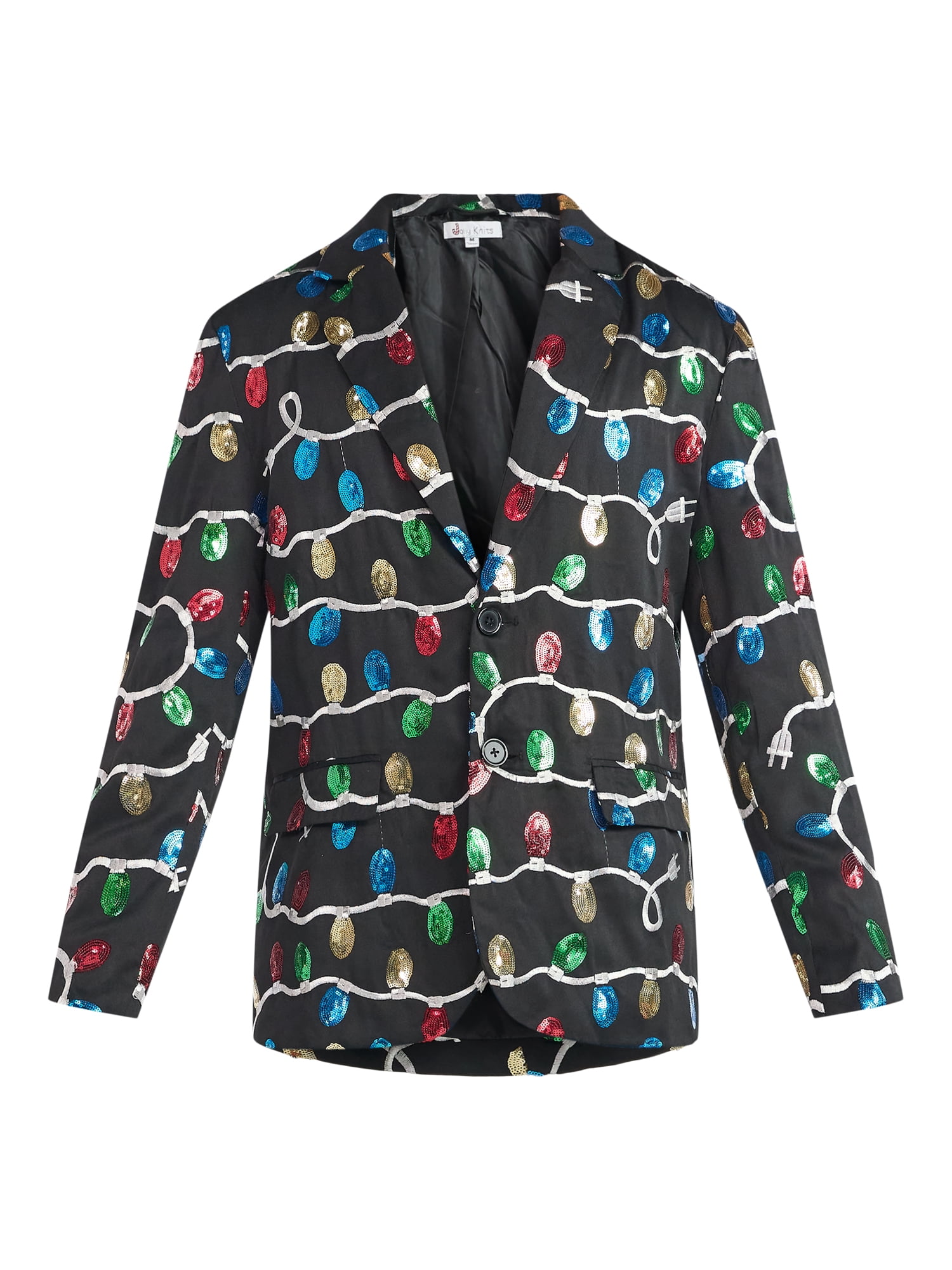 Jolly Knits Men's and Big Men's Sequin Christmas Suit Jacket Blazer, Sizes S-3XL