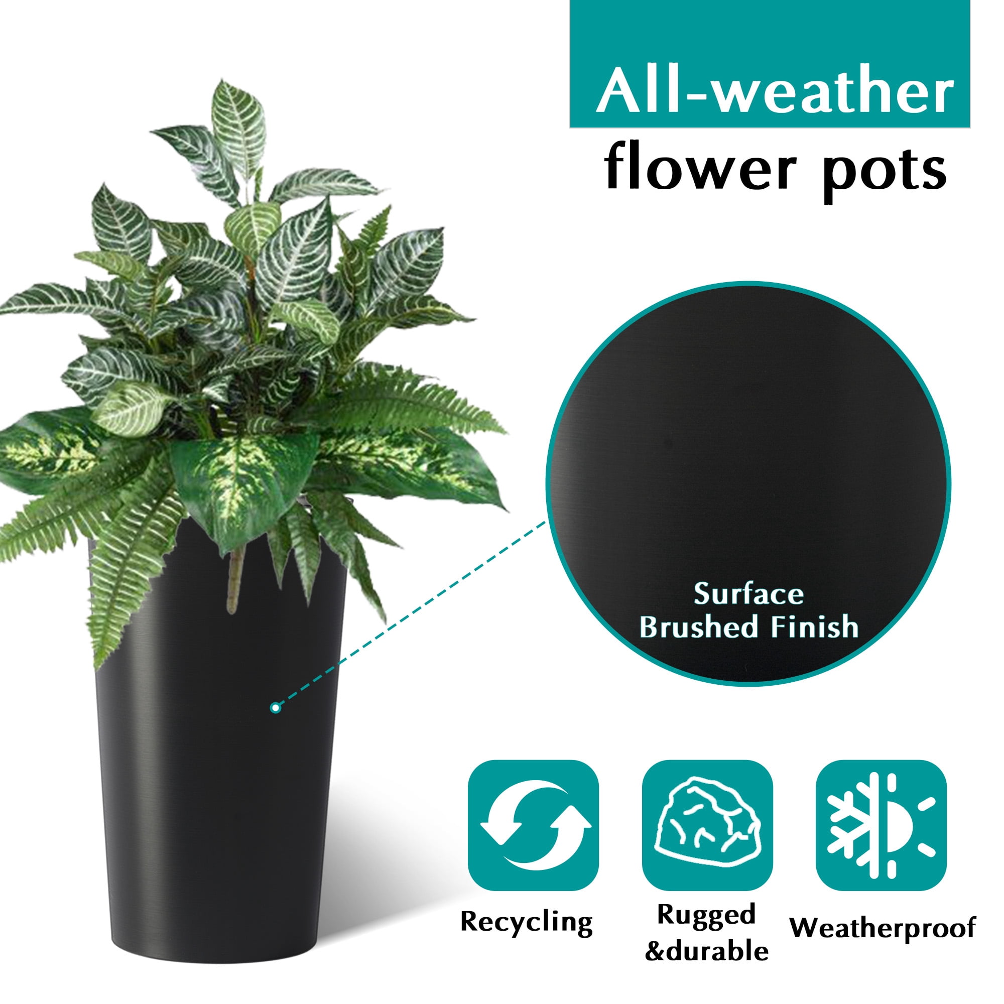 Modern Tall 21.7in Planters 2 Pack for Outdoor Plants