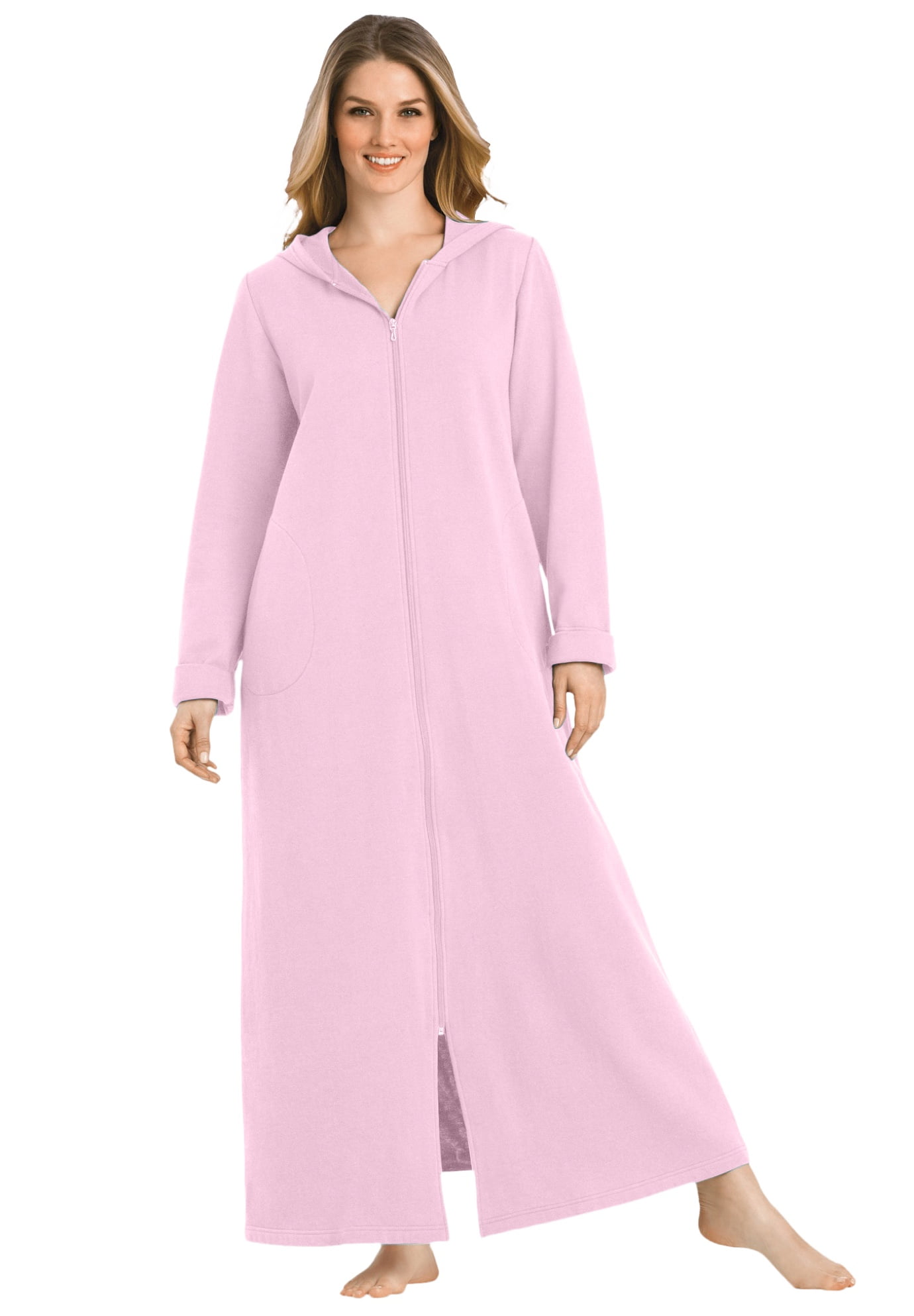 Dreams & Co Womens Plus Size Drape Front Robe 
